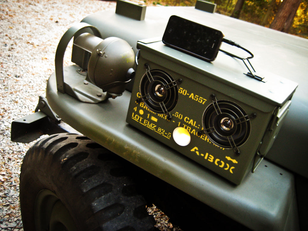 ultimate wooden aptX bluetooth audiophile boombox airplay speaker apple dock for iphone, thodio A-BOX light edition ammo box ammo can speaker