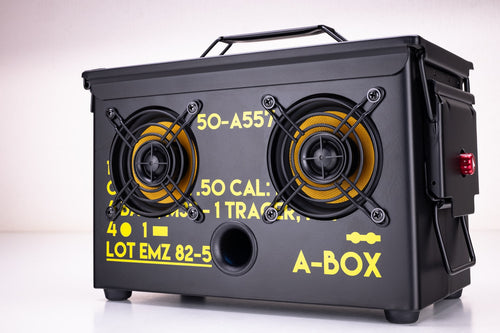 black portable wireless speaker