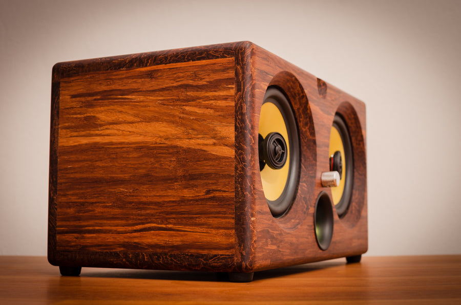 THODIO IBOX™ XC High Density Chocolate Bamboo Speaker 9 Best airplay speaker 2015 review wifi bluetooth speakers aptx new latest ultimate coolest speakers available wood solid woods wooden vintage hipster audiophile tk2050 sta508 sta516 tripath amplifier guitar amplifier HD sound music high resolution Thodio