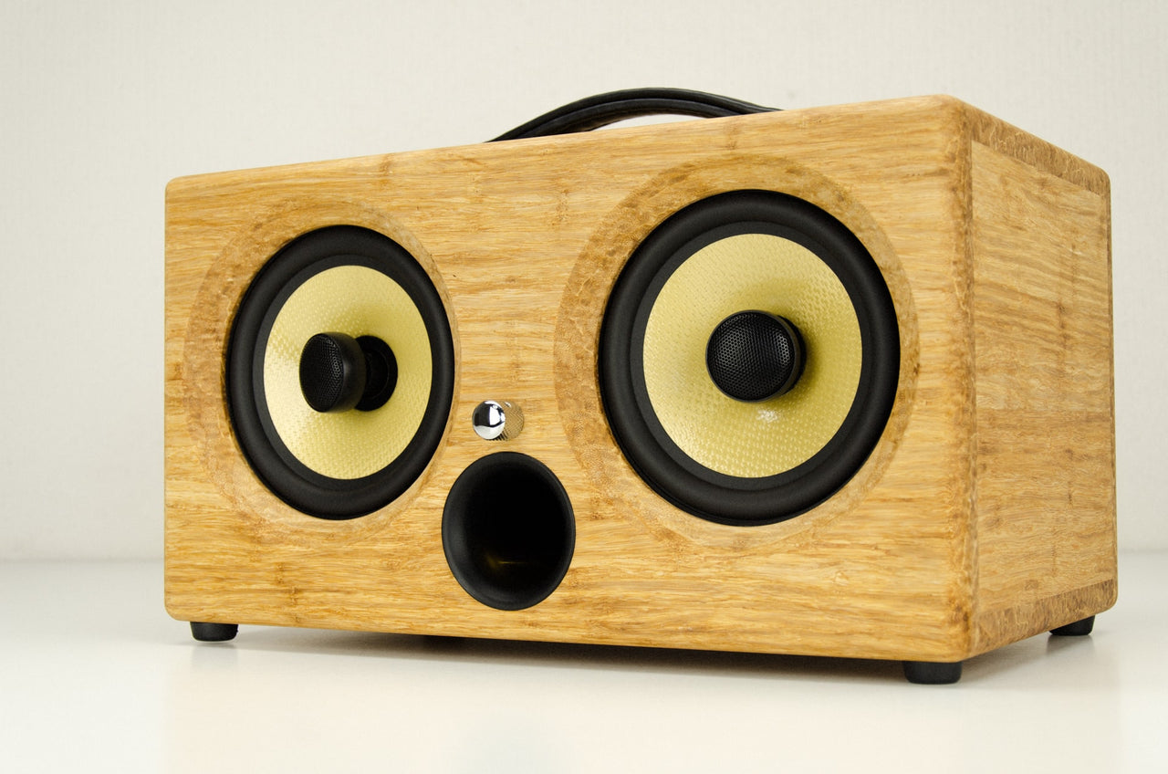 best bluetooth speaker best wireless speakers 2017 wifi portable bamboo wood wooden kevlar audiophile vintage interior design retro multi-room high-res 192khz aptx soundbar Thodio iBox XC natural