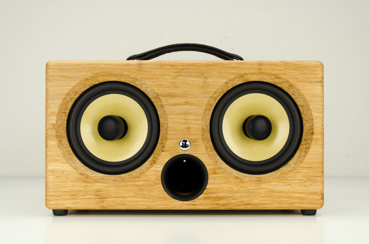 best bluetooth speaker best wireless speakers 2017 wifi portable bamboo wood wooden kevlar audiophile vintage interior design retro multi-room high-res 192khz aptx soundbar Thodio iBox XC natural