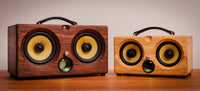 Thumbnail for best bluetooth speakers ultimate wooden aptX bluetooth boombox airplay speaker apple dock for iphone, thodio iBox XC teak oak zebrawood beech bamboo density bamboo caramel tiger stripe bamboo wifi auris skye