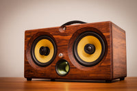 Thumbnail for best bluetooth speakers ultimate wooden aptX bluetooth boombox airplay speaker apple dock for iphone, thodio iBox XC teak oak zebrawood beech bamboo density bamboo caramel tiger stripe bamboo wifi auris skye