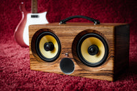 Thumbnail for ultimate wooden aptX bluetooth boombox airplay speaker apple dock for iphone, thodio iBox XC teak oak zebrawood beech bamboo guitar amplifier