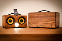 Thumbnail for ultimate wooden aptX bluetooth audiophile boombox airplay speaker apple dock for iphone, thodio iBox teak oak zebrawood beech bamboo