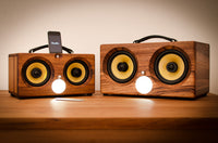 Thumbnail for ultimate wooden aptX bluetooth boombox airplay speaker apple dock for iphone, thodio iBox XC teak oak zebrawood beech bamboo guitar amplifier